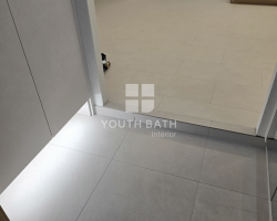 청담동 뉴현대리버빌 | 아파트 현관바닥 600각 타일시공 (크랙스톤 라이트그레이)